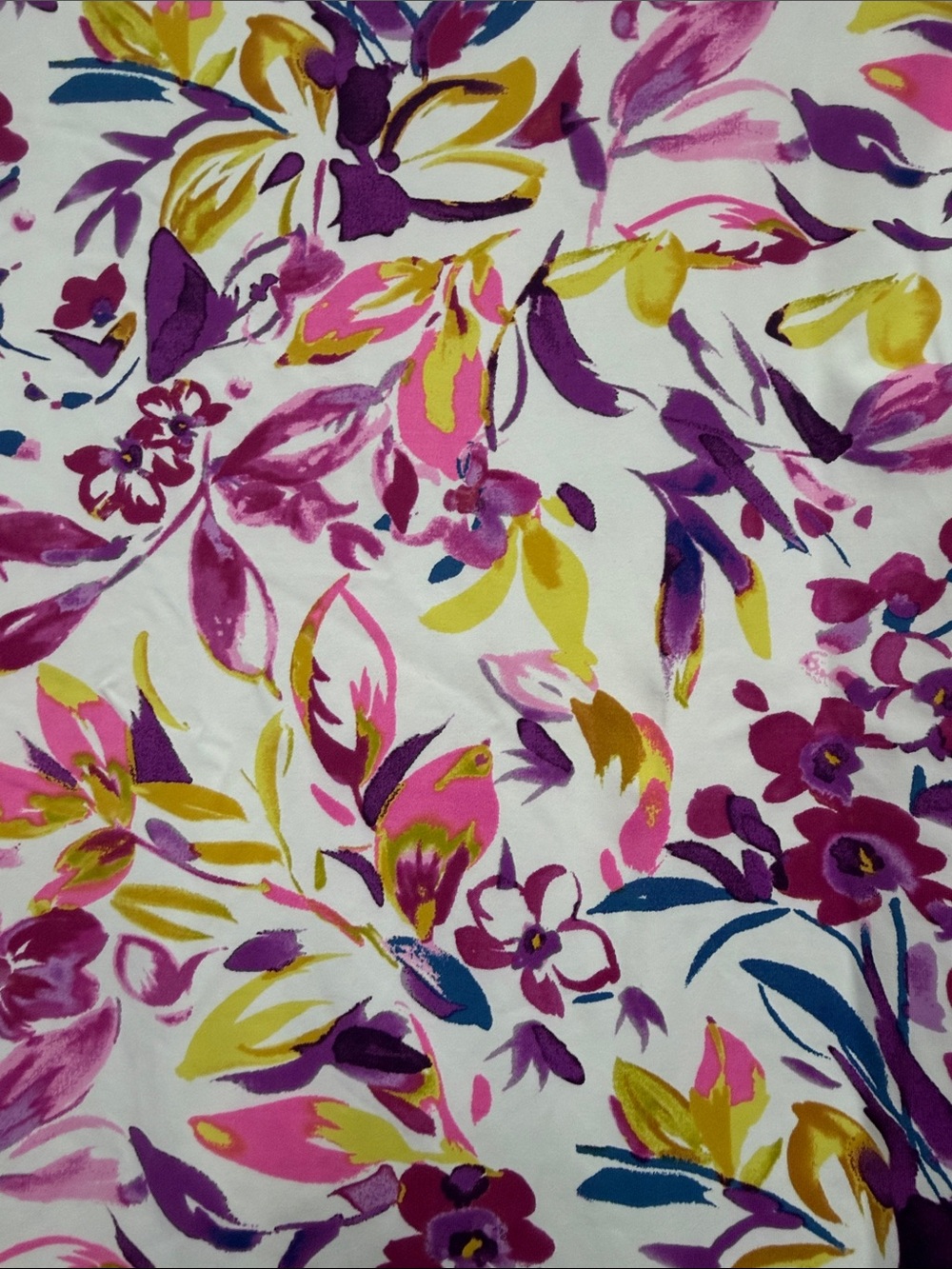 Lands End Floral Long-Sleeve Swim shirt - White with Magenta & Yellow Print - Picture 3 of 3
